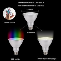 2 Pack Par30 Led Bulbs,28W Rgb+Warm White Led Flood Lights Indoor/Outdoor,Dimmable Color Changing Spotlight With Remote Control, Waterproof Lamp For Porch Christmas Wedding Party Decoration