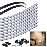 Muzata 10Pack 3.3Ft/1M Flexible Black Led Channel With Milky White Led Cover Lens Bendable Aluminum Profile Housing Track For Strip Tape Light Anodized Curved Mount U106 1M Bw, Lb1