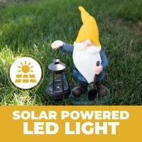 Vp Home Earnest Garden Gnome With Lantern Solar Powered Led Outdoor Decor Light (Yellow Hat) Great Addition For Your Garden, Solar Powered Light Garden Gnome, Christmas Decorations Gifts