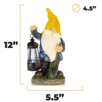 Vp Home Earnest Garden Gnome With Lantern Solar Powered Led Outdoor Decor Light (Yellow Hat) Great Addition For Your Garden, Solar Powered Light Garden Gnome, Christmas Decorations Gifts