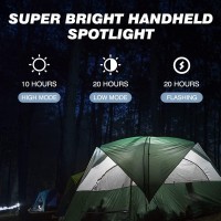 Taller Upgraded Rechargeable Spotlight With 10000 Lumens, 10000Mah Hand Held Work Lights Flashlight Warning Lamp, Ipx7 Waterproof Lightweight Led Spotlight For Boat Camping, Hunting - Blue