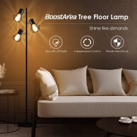 Industrial Floor Lamp Standing Lamp Farmhouse Tree Floor Lamp With 3Pcs 6W Edison Bulbs Free Adjustable Cage Heads Independe