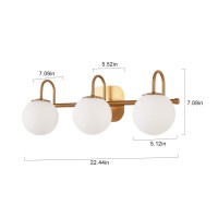 Zhuoer Modern Bathroom Vanity Light Fixtures 3 Lights Brushed Brass Frame And Milk White Glass Globe Shade Modern Wall Sconce Lighting Bath Vanity Lights Bar Over Mirror (Exclude G9 Bulb)