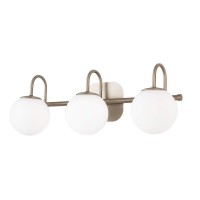 Zhuoer Brushed Nickel Bathroom Vanity Light Fixtures 3 Lights Milk White Glass Globe Shade Modern Wall Sconce Lighting Bath Vani