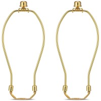 8 Inch Lamp Harp - 2 Set, Detachable Lamp Shade Holder For Table And Floor Lamps, Heavy Duty Lamp Shade Bracket With 3/8 Standard Saddle And Lamp Finial, Polished Brass