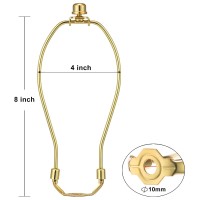 8 Inch Lamp Harp - 2 Set, Detachable Lamp Shade Holder For Table And Floor Lamps, Heavy Duty Lamp Shade Bracket With 3/8 Standard Saddle And Lamp Finial, Polished Brass