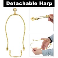 8 Inch Lamp Harp - 2 Set, Detachable Lamp Shade Holder For Table And Floor Lamps, Heavy Duty Lamp Shade Bracket With 3/8 Standard Saddle And Lamp Finial, Polished Brass