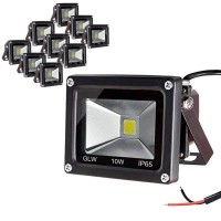 Glw 10W Led Flood Light 12V Ac Or Dc Warm White Waterproof Outdoor Lights 750Lm 80W Halogen Bulb Equivalent Black Case For Trees