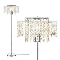 Mlambert Double-Layer Lampshade Crystal Floor Lamp For Bedroom Modern Floor Lamp For Livingroom,Elegant Standing Lamp,61.57