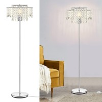 Mlambert Double-Layer Lampshade Crystal Floor Lamp For Bedroom Modern Floor Lamp For Livingroom,Elegant Standing Lamp,61.57