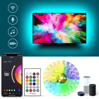 Led Lights For Tv Backlight 65 Inch Tv, Usb Wifi Smart Led Strip Light Music Sync Compatible With Alexa, Rgbw 6500K White Color Changing Monitor Bias Lighting, 15Ft For 60-72 Tv, Gaming Room Decor