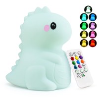 This light up dino night light can makes kids who are afraid of dark sleep well at night And the soft light will not disturb kids when kids sleep Its come with a Remote control with added Sleep Timer its allows easy control the silicone night lights It is