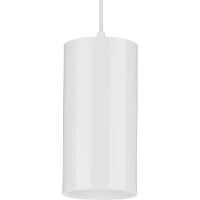 Cylinder Collection 6-Inch 1-Light White Modern Outdoor Hanging Pendant Light