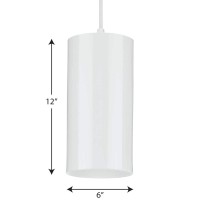 Cylinder Collection 6-Inch 1-Light White Modern Outdoor Hanging Pendant Light