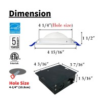 Rs 4Inch 5Cct Eyeball Gimbal Led Recessed Light, 9W, Up To 860Lm, Dimmable, Ic Rated, 2700K-3000K-3500K-4000K-5000K Switchable, Adjustable& Rotatable, Energy Star, Etl (4 Inch, 24 Pack White Trim)