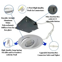 Rs 4Inch 5Cct Eyeball Gimbal Led Recessed Light, 9W, Up To 860Lm, Dimmable, Ic Rated, 2700K-3000K-3500K-4000K-5000K Switchable, Adjustable& Rotatable, Energy Star, Etl (4 Inch, 24 Pack White Trim)