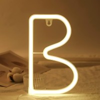 Splendshop Light Up Led Neon Letters Sign Wall Decorative Neon Lights Alphabet Marquee Letter A To Z 0 To 9 Warm White B