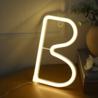 Splendshop Light Up Led Neon Letters Sign Wall Decorative Neon Lights Alphabet Marquee Letter A To Z 0 To 9 Warm White B