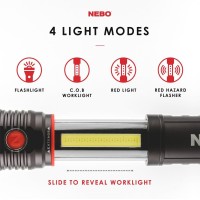 Nebo Slyde Tactical Led Flashlight Powerful 400Lumen Bright Camping Flashlight With Slidetoreveal Work Light Red Hazard Li