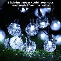 Joomer Solar String Lights Outdoor 100Led 72Ft Crystal Globe Lights With 8 Lighting Modes, Waterproof Solar Powered Patio Lights For Outdoor Garden Yard Porch Wedding Party Home Decor (White)