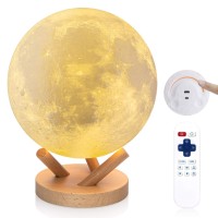 Dtoetkd Moon Lamp Kids Night Light Sliding Control 18 Colors 3D Moonlight With Stand, Remote & Touch Control, Time Setting Usb Rechargeable, Christmas Birthday Gifts For Girls Friends 6 Inch