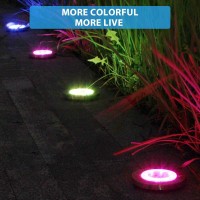 Biling Solar Ground Lights Outdoor With 12Leds Multicolor Solar Outdoor Lights Waterproof Solar Garden Lights For Pathway Gar