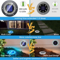 Biling Solar Ground Lights Outdoor With 12Leds Multicolor Solar Outdoor Lights Waterproof Solar Garden Lights For Pathway Gar