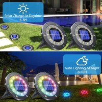 Biling Solar Ground Lights Outdoor With 12Leds Multicolor Solar Outdoor Lights Waterproof Solar Garden Lights For Pathway Gar