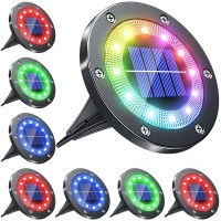 Biling Solar Ground Lights Outdoor With 12 Leds, Multi-Color Auto-Changing Solar Outdoor Lights Waterproof, Solar Garden Lights For Pathway Garden Yard Halloween Decorations (Multi-Color 8Pack)