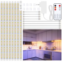 Lafulit 8 Pcs Under Cabinet Lighting Kit, Bright Under Cabinet Lights, Flexible Led Strip Lights With Remote And Power Adapter, For Kitchen Cabinets Shelf Desk Counter, 2700K Warm White, 13Ft