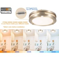 Cloudy Bay Indoor Outdoor Motion Sensor Flush Mount Porch Ceiling Light 10 Inch 5 Color 120V 20W 5Cct Selectable Brushed Nickel