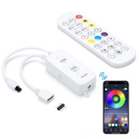 Rgb Led Strip Light Controller, With App, Music Sync And Ir Remote, With Unlimited Colors And Pin Modify Feature Compatible With 5V-24V All 4-Pin 10Mm Rgb Led Strip Via Bluetooth Connection