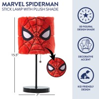 Idea Nuova Marvel Spiderman Plush Shade Stick Table Lamp Red