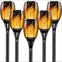 Maksone 6 Pack Torches Solar Outdoor Lights Led Larger Size Flickering Flames Light Waterproof Landscape Decoration Lighting Dusk To Dawn Auto On/Off