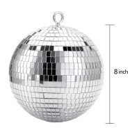 Suwimut 2 Pack Disco Light Mirror Ball, 8 Inches Cool And Fun Large Silver Hanging Disco Ball With Hanging Ring For Retro Party, Home Bands Decorations, New Years Celebration