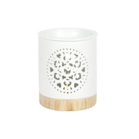 Material Ceramic Design Cut Out Mandala Woodgrain Effect Height 433in Width 394in Depth 394in Suitable for Scented Oil Tea Lights Wax Melts Packaging Boxed