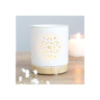 Material Ceramic Design Cut Out Mandala Woodgrain Effect Height 433in Width 394in Depth 394in Suitable for Scented Oil Tea Lights Wax Melts Packaging Boxed