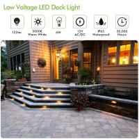 Hykolity Low Voltage Led Landscape Deck Light 10 Inch 6W 122Lm 12V Wired For Outdoor Yard Lawn Step And Stair Lighting Diecas