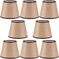 Zeonhak 8 Pack 4 X 6 X 5 Inches Natural Linen Lamp Shades, Upgraded Chandelier Shades, Linen Uno Construction Lamp Shades For Wall Lights, Chandeliers, Small Lights