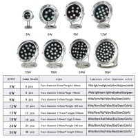 Underwater Led Lights 360 Adjustable Angle 24V Pond Light Ip68 Waterproof Stainless Steel Submersible Lights Outdoor, Garden, Pool, Fountain (Color : White Light, Power : 24W)