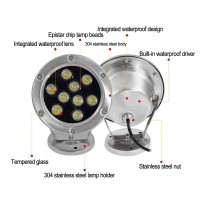 Underwater Led Lights 360 Adjustable Angle 24V Pond Light Ip68 Waterproof Stainless Steel Submersible Lights Outdoor, Garden, Pool, Fountain (Color : White Light, Power : 24W)