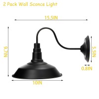 Cedilis 2 Pack Black Wall Sconce Light, Retro Flat Barn Lights, Farmhouse Gooseneck Wall Lamp, Vintage Industrial Fixture Led Light Outside For Pathway, Bathrooms And Living Room, Hardwired