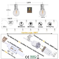 Meidaoduo Outdoor String Lights Waterproof Patio Led 100Ft G40 Globe String Lights With 53 Shatterproof Clear Bulbs(3 Extra) For Indoor/Outdoor Wedding Pergola Gazebo White String Lights