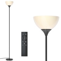 Pesrae Floor Lamp, Remote Control With 4 Color Temperatures, Torchiere Floor Lamp For Bedroom, Standing Lamps For Living Room, Bulb Included (Glossy Black)