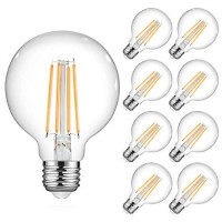 Ascher Vintage G25 Led Globe Light Bulbs, 60 Watt Equivalent, Warm White 2700K, Non-Dimmable, G25 Glass Edison Style For Bathroom Makeup Mirror, Medium E26 Base, Pack Of 8