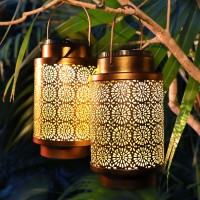 2 Pack Solar Lanterns Outdoor Waterproof Hanging Lanterns Large Size Solar Lights Retro Style Outdoor Garden Decorative Light Fo