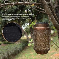 2 Pack Solar Lanterns Outdoor Waterproof Hanging Lanterns Large Size Solar Lights Retro Style Outdoor Garden Decorative Light Fo