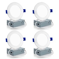 Meconard 4 Pack 4 Inch Led Recessed Ceiling Light With Junction Box, 3000K/4000K/5000K Selectable, 9W=75W 750Lm, Dimmable Canless Downlights, Etl And Energy Star Listed