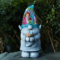 Yiosax Solar Garden Gnomes Statues Solar Gnomes For Outside 12Inch Tall Luminous Glass Hat For Gnomes Solar Light Outdoor Figurine For Patio Lawn Decoration