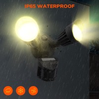 Jjc Led Security Lights Motion Sensor Flood Light Outdoor Fixture,2000Lm 27.5W(120W Equiv.) Ip65 Waterproof,3000K Warm White Dlc & Etl Listed Outdoor Lighting Black (Not Solar Powered)